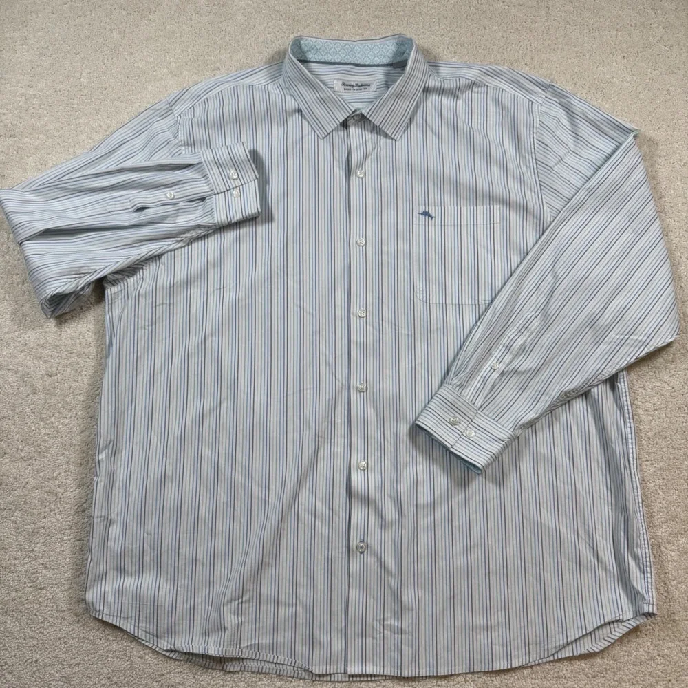 Tommy Bahama Button Down Shirt Mens XXXL Striped‎ Sarasota Stretch Long Sleeve